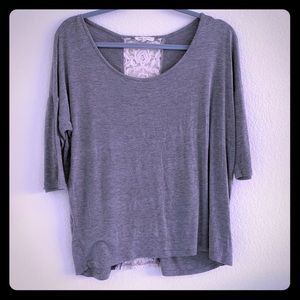 Tea n Rose Lace Back Grey Top